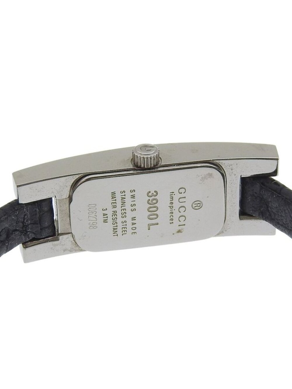 Gucci Stainless Steel Leather Quartz Analog Display Black Dial Watch - Picture 6 of 8